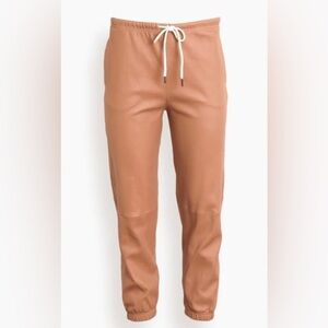 LEATHER DRAWSTRING SWEATPANTS - SPRWMN - DUSTY PINK